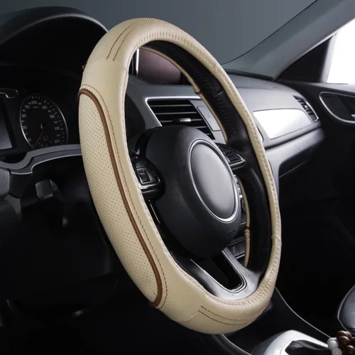 Miniatura 3 de CAR PASS cobertor de volante de piel de lujo de línea de conducción universal, Beige