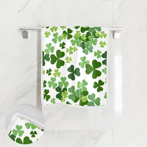 Miniatura 2 de senya Toallas de mano de trébol de la suerte, toallas suaves para hotel, spa, baño, gimnasio, baño, 30 x 15 pulgadas Trébol 1