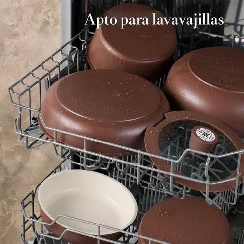 Miniatura 6 de CAROTE Juego de 21 utensilios de cocina de cerámica, juego de ollas y sartenes antiadherentes, no tóxicos, mango desmontable, juego de cocina