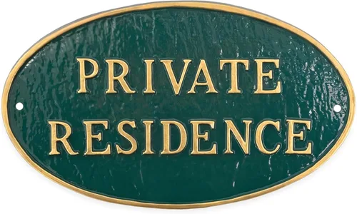 Miniatura 17 de Montague Metal Products Letrero de residencia privada – Placa de metal ovalada blanca y negra con estaca para césped, 8.5 x 13 pulgadas, letrero