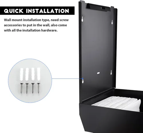 Miniatura 4 de Dispensador de toallas de papel para montaje en pared comercial, pliegue en C, multipliegue, triple pliegue, dispensador de toallas de mano sin Negro