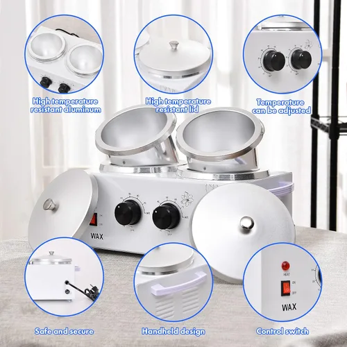 Miniatura 2 de Kit de depilación Máquina calentadora de cera portátil (ollas dobles)