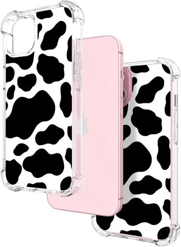 Miniatura 4 de Hungo Compatible para iPhone 15 Funda Diseño Lindo de Vaca Transparente, Femenino para Mujeres Niñas Estampado de Vaca Transparente (No Transparente)
