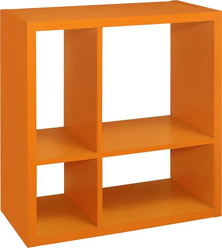 Miniatura 8 de Kings Brand Furniture - Katelyn - Estantería abierta de 4 cubos, organizador de almacenamiento de juguetes para niños (naranja)