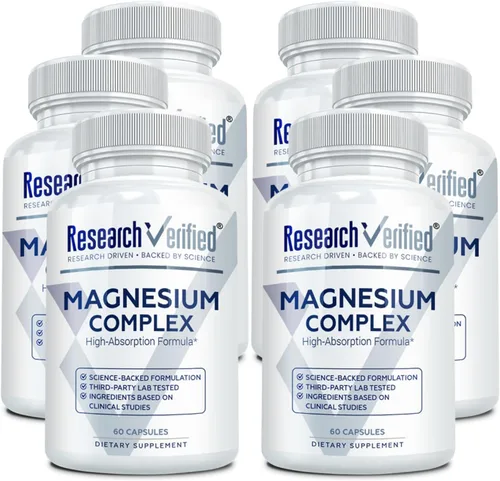 Research Verified Complejo de magnesio - Soporte cerebral, muscular y nervioso - Bisglicinato de magnesio, malato, citrato y óxido - Bioperina -
