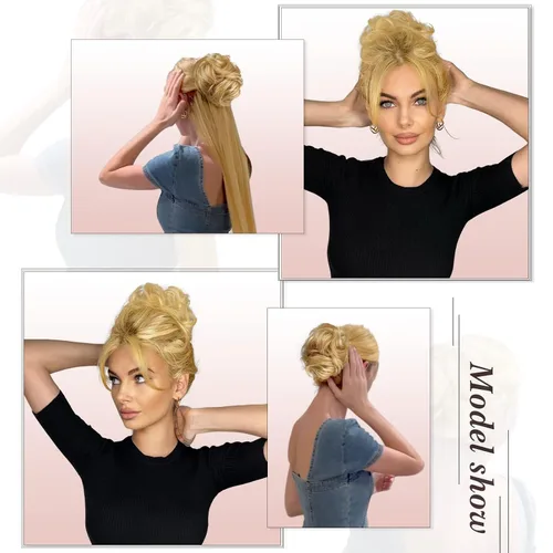 Miniatura 2 de RUWISS Pinza de Garra Moño Desordenado Postizo de Cabello Humano Real Moños Ondulados Rizados Chignon Extensiones de Moño Peinado Recogido