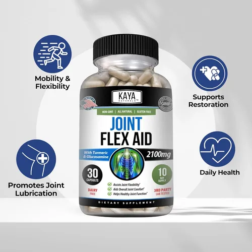 Miniatura 4 de Kaya Naturals Mobility Flex Aid - Suplemento de apoyo de movilidad para hombres y mujeres - Cápsulas de cúrcuma con sulfato de glucosamina