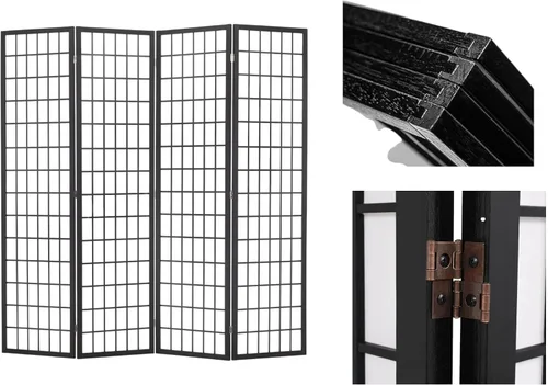 Divisor de habitación de 4 paneles, pantalla de privacidad, divisor Shoji de 6 pies de alto, divisor de privacidad de estilo japonés (negro, 4 Cereza