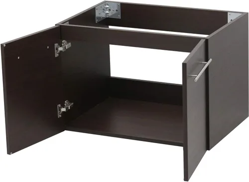 Miniatura 4 de Juego de lavabo flotante para montaje en pared, tocador marrón oscuro, fregadero de cerámica para encimera de piedra plana blanca, 24 pulgadas