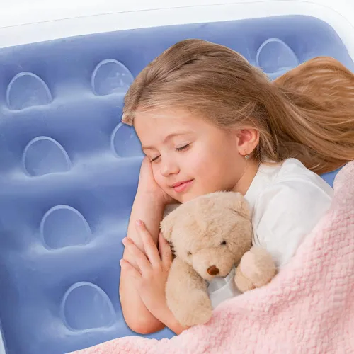 Miniatura 3 de Cama de viaje inflable para niños Fahuac, juego de colchón de aire para niños pequeños, cama hinchable portátil con barandillas y bomba eléctrica