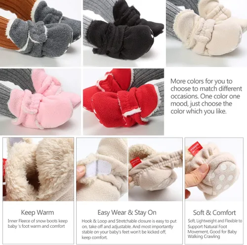 Miniatura 3 de Ohwawadi - Calcetines de forro polar para bebé o niña, suaves y calientes, botas o zapatos para bebés recién nacidos, con estilos de dibujos
