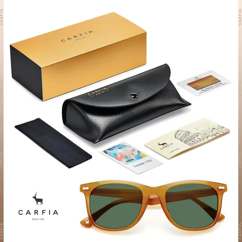 Miniatura 11 de CARFIA Lentes de sol polarizados cuadrados para hombre, protección UV400, acetato retro, hechos a mano, hechos a mano