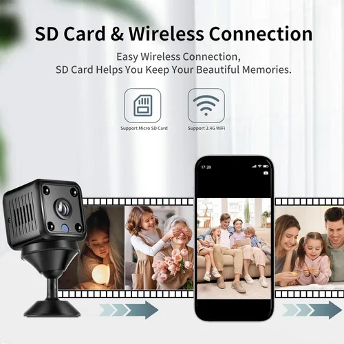 Miniatura 4 de Mini WiFi pequeño video 1080p HD cámara de seguridad magnética inalámbrica, mini cámara inalámbrica, cámara de seguridad magnética fija