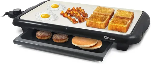 Miniatura 8 de Elite Gourmet EGR-2722B - Plancha eléctrica de 10.5 x 8.5 pulgadas, mango de tacto frío, superficie antiadherente, termostato extraíble/ajustable