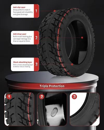 Miniatura 3 de 100/65-6.5 Neumático sin cámara para todo terreno para VSETT 11+/Zero 11X/Dualtron para accesorios de scooter eléctrico de 11 pulgadas, neumáticos 2