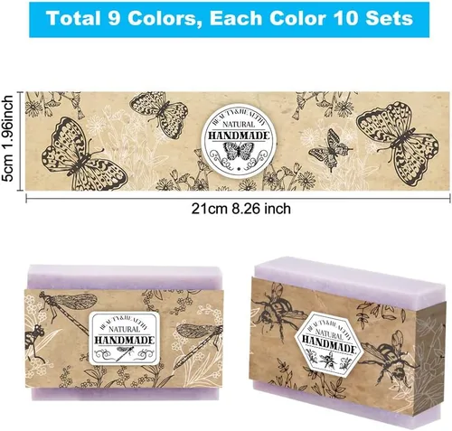 Miniatura 4 de PH PandaHall 90 piezas de papel de embalaje de jabón, 9 estilos de papel de jabón de insectos, etiqueta vertical de papel de estraza para jabón