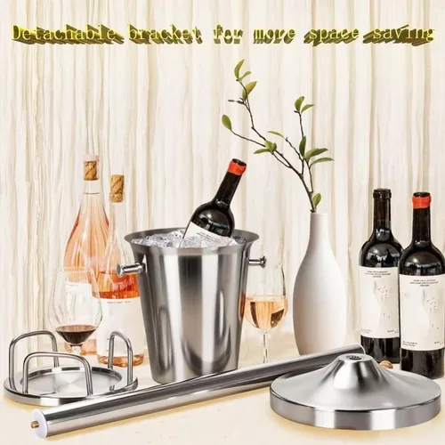 Miniatura 6 de Cubo de hielo con soporte de acero inoxidable para Navidad, cubo de hielo, cubo de vino en rejilla, cubo de hielo dorado champán para vino, cerveza