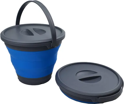 Miniatura 2 de SAMMART Cubo de plástico plegable de 5.5L (1.4 galones) con tapa, bañera redonda plegable con tapa, cubo de agua portátil para pesca, bote de agua