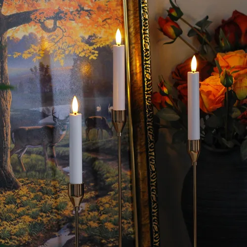 Miniatura 5 de Yeelida Velas cónicas sin llama a pilas con dos controles remotos con temporizador, velas LED de 6.4" con mechas 3D para ventana, luz cálida