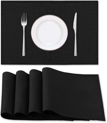 Miniatura 29 de H.VERSAILTEX Juego de 4 manteles individuales de lino de alta calidad para mesa de comedor, a prueba de derrames, impermeables, resistentes al