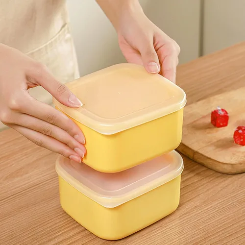 Miniatura 9 de TOPINCN Contenedor de almacenamiento de queso de plástico con tapa hermética, caja de almacenamiento de alimentos para refrigerador, contenedor
