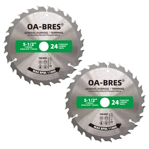 Miniatura 4 de Paquete de 3 hojas de sierra circular compacta con punta de carburo 24T TCT de 4-1/2 pulgadas con eje de 3/8 pulgadas, uso general para cortes
