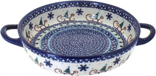 Miniatura 12 de Blue Rose Polish Pottery - Horno redondo pequeño Ashley naranja con asas, 9 pulgadas de diámetro, único, apto para lavavajillas y duradero