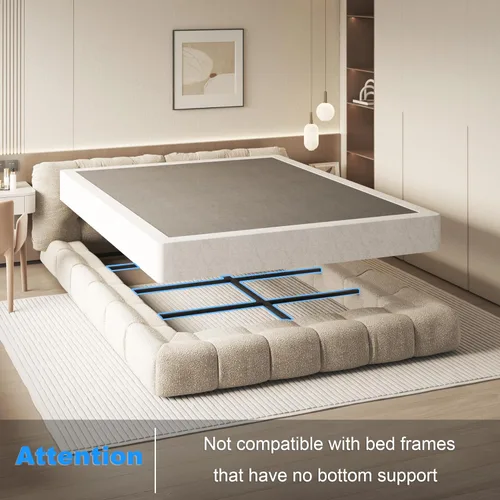 Miniatura 6 de NHODIR Base de cama de metal resistente de 7 pulgadas, sin ruido y sin herramientas, fácil montaje, base de soporte de colchón para cama