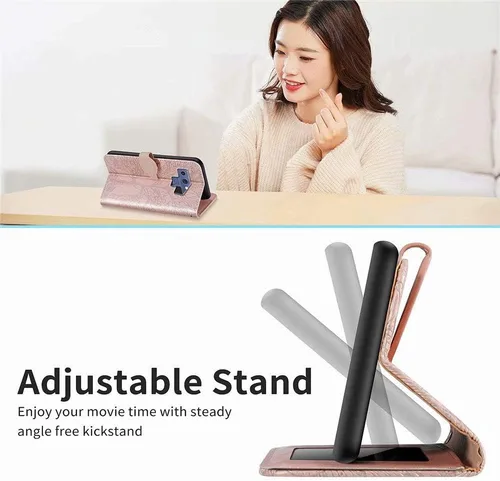 Miniatura 6 de Funda tipo cartera para Samsung Galaxy Note 9, piel sintética de alta calidad con diseño de árbol en relieve, función atril, ranuras para tarjetas
