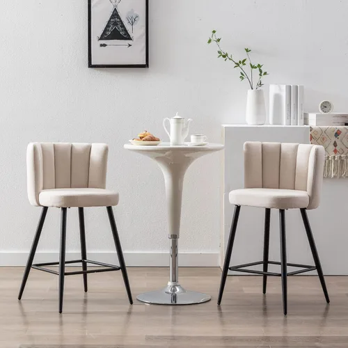 Miniatura 11 de Velvet - Taburetes de bar de 30 pulgadas de altura, juego de 2 taburetes de cocina modernos tapizados, taburetes de mostrador con patas de metal