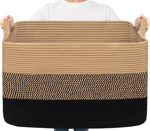 Miniatura 35 de Goodpick Cesta Grande de Almacenamiento de Juguetes, Cestas de Cuerda de Algodón Gris Contenedor de Almacenamiento de Juguetes para Bebé, Niños