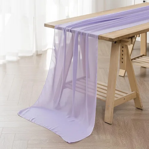 Miniatura 23 de Paquete de 6 caminos de mesa de gasa de 9 pies de 14 x 108 pulgadas, camino de mesa romántico transparente para boda, fiesta de cumpleaños