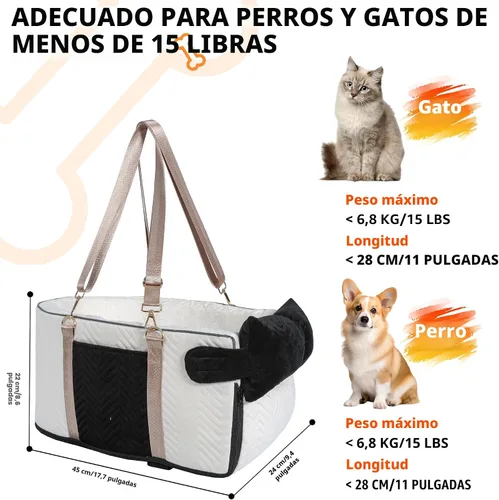 Miniatura 2 de Asiento de coche para perros pequeños, consola central portátil ajustable, asiento de auto para perro, asiento de auto extraíble para gatos, asiento