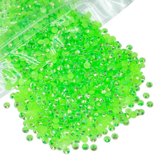 Miniatura 32 de qiipii - 5000 piezas, 4 mm, estrases AB de resina color aguamarina verde para manualidades, piedras de gel planas verde agua AB, gemas al por mayor