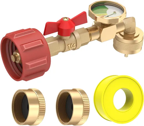 MEFUN Adaptador de codo de repuesto de propano de 1 lb a 20 libras, adaptador de codo de repuesto de propano QCC1 con medidor y válvula de control