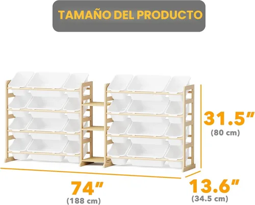 Miniatura 2 de SpaceAid Organizador grande de almacenamiento de juguetes con 24 contenedores y 3 estantes, estantería de almacenamiento de juguetes, caja de Blanco