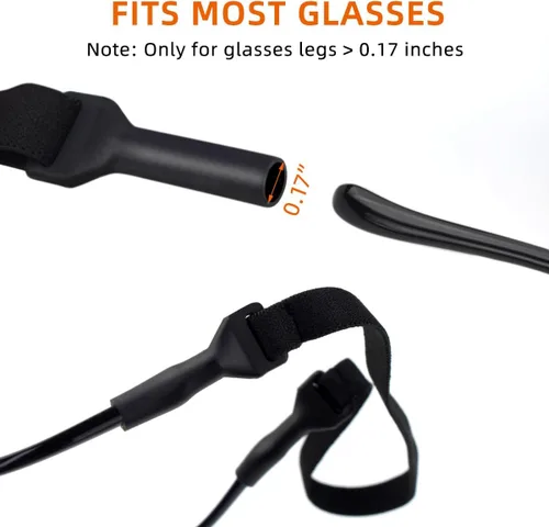 Miniatura 4 de TKYPZY 4 correas para gafas deportivas, lentes de sol, soporte ajustable para lentes para hombres y mujeres (negro), Negro -, Mediana