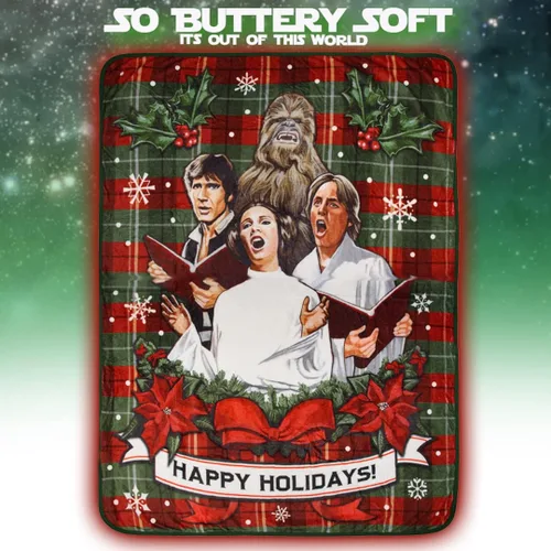 Miniatura 6 de Northwest Manta de felpa con diseño de Star Wars Holiday Chorus Carolers 46 x 60 pulgadas (117 cm x 152 cm)