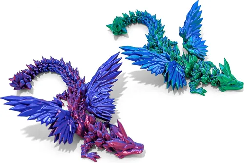 Miniatura 12 de Dragón Impreso en 3D - Dragón Articulado Volador de 18 Pulgadas con Alas, Juguete Fidget de Cristal Alado Flexible, Decoración del Hogar, Regalo