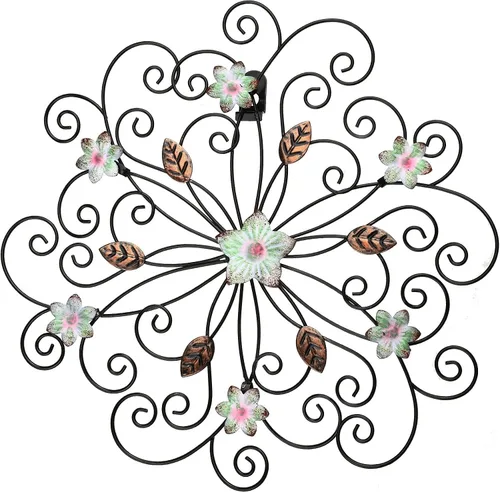 Ferraycle Decoración de pared de flores de metal de 12 pulgadas con hoja de óxido, arte de pared de metal floral grande, decoración inspiradora de