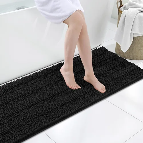 Miniatura 74 de Grandaily Alfombras de baño de felpilla a rayas de 24 x 16 pulgadas, extra gruesas y suaves, absorbentes, parte trasera de goma, alfombra de ducha