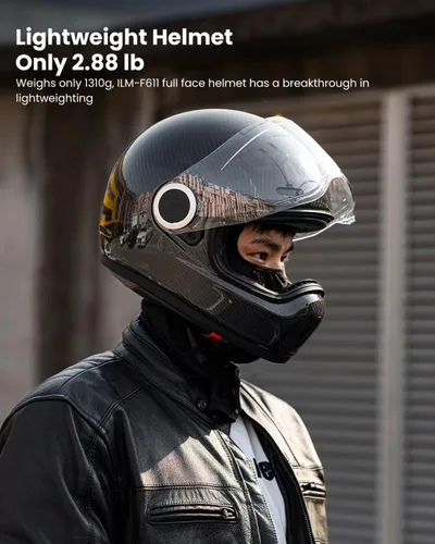 Miniatura 3 de ILM Cascos de motocicleta ligeros de fibra de carbono, casco retro de cara completa para hombres y mujeres, Cascos para Motos DOT modelo F611