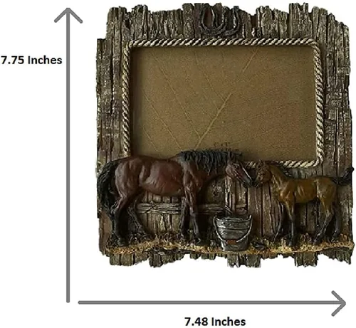 Miniatura 8 de Comfy Hour Marco de fotos de figura de caballo doble de 7.48 x 7.75 pulgadas, estilo rústico, antiguo, estilo occidental, decoración del hogar