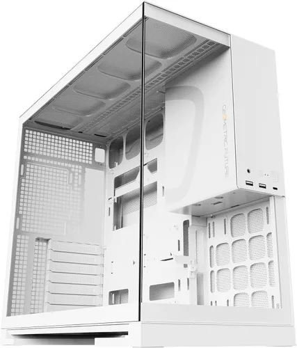 Miniatura 10 de Geometric Future Torre media de vidrio templado M5, caja para juegos E-ATX/ATX, acero de 0.047 in, tipo C, paneles sin herramientas, soporte 420/360