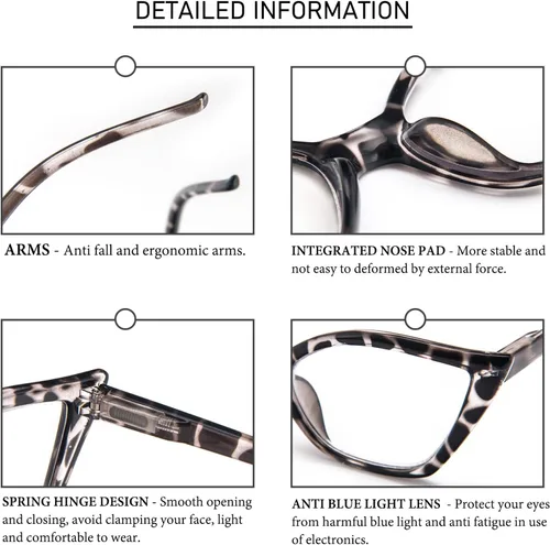 Miniatura 4 de DXYXYO Gafas de lectura de ojo de gato para mujer, paquete de 3 unidades, anti luz azul, para lectura de computadora, estilo retro con bisagra