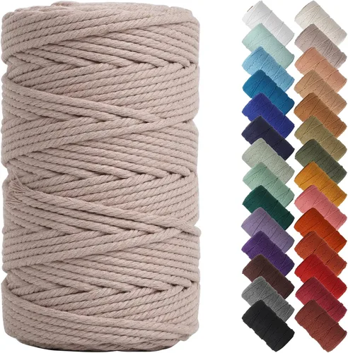 Miniatura 18 de NOANTA - Cuerda de macramé color beige natural, 1/8 pulgadas (3 mm) x 109 yardas (100 metros), cuerda de algodón colorido para colgar en la pared