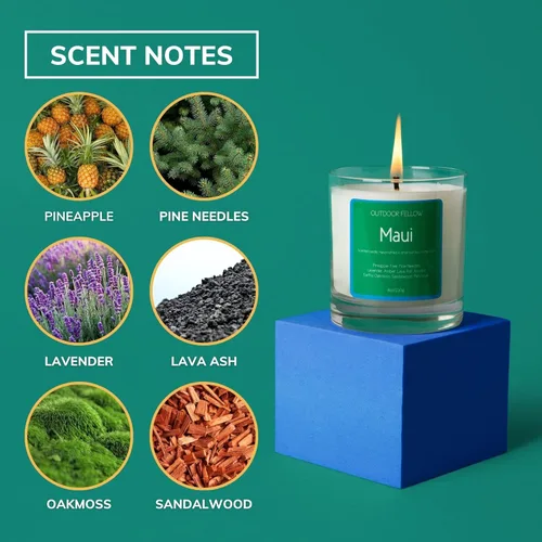Miniatura 3 de Maui Vela perfumada Outdoor Fellow Vela perfumada de isla Tiempo de combustión de más de 40 horas Mezcla de cera de coco y albaricoque