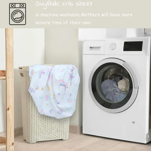 Miniatura 7 de Sábanas de cuna para niñas, sábanas de bebé, sábana bajera para cuna, microfibra suave y transpirable que se adapta a cuna de tamaño estándar de 28