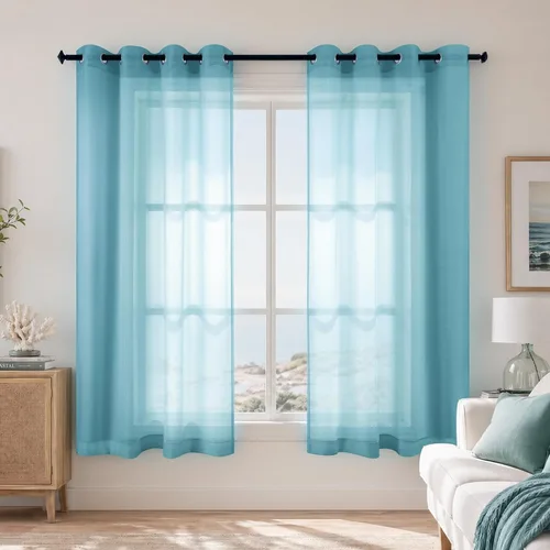 Miniatura 34 de KOUFALL Cortinas traslúcidas de 120 pulgadas de 2 paneles con ojales, juego extra largo de 10 pies de largo, cortinas altas para ventana grande, 52