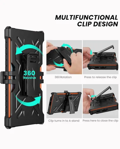 Miniatura 4 de FNTCASE Funda para Samsung Galaxy S22 Ultra: protector de pantalla integrado y soporte y funda con clip para cinturón, cubierta protectora de doble